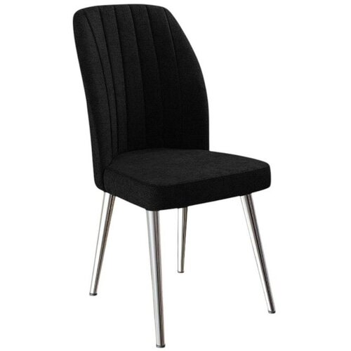 Hanah home set trpezarijskih stolica Platinum 4 kom, crna tkanina Jerry, hromirane metalne noge Cene