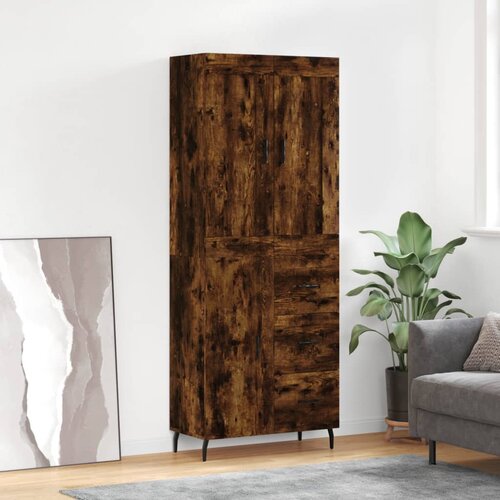 vidaXL Visoka komoda dimljen hrast 69,5x34x180 cm inženirski les Cene