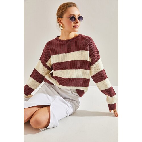 Bianco Lucci Women's Striped Knitwear Sweater Slike