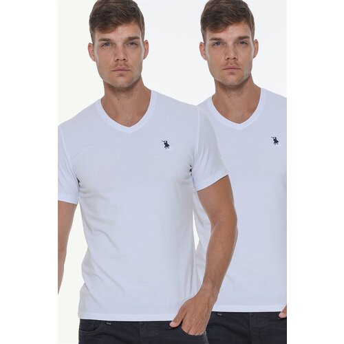Dewberry DOUBLE SET T8568 V-NECK MEN&amp;#039;S T-SHIRT-WHITE-WHITE Slike