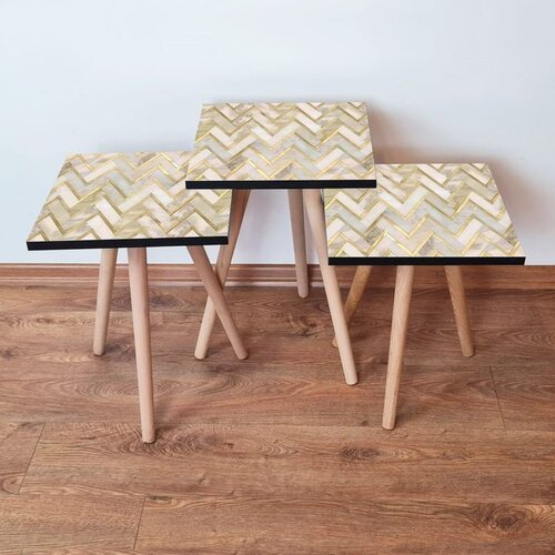 Hanah home 3Shp138 - Beige BeigeGold Nesting Table (3 Pieces) Cene