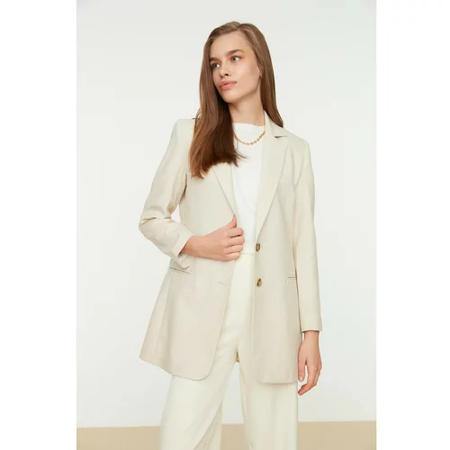 Trendyol Beige Linen 2-Button Classic Jacket