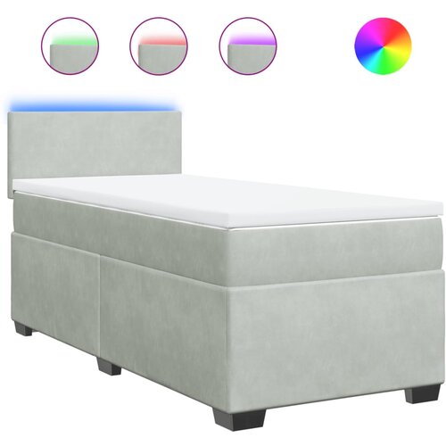 Maison Chic Box spring postelja - Vzmetna postelja z vzmetnico svetlo siva 80x200 cm žamet SL10518, (21903162) Slike