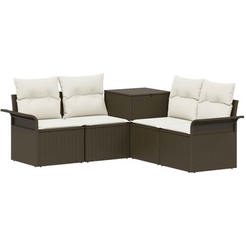  Set sofe 5 kom. Smeđa i krem bijela Poli Rattan i čelik Slike
