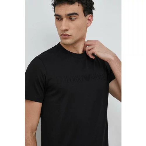 Emporio Armani Bombažna kratka majica črna barva