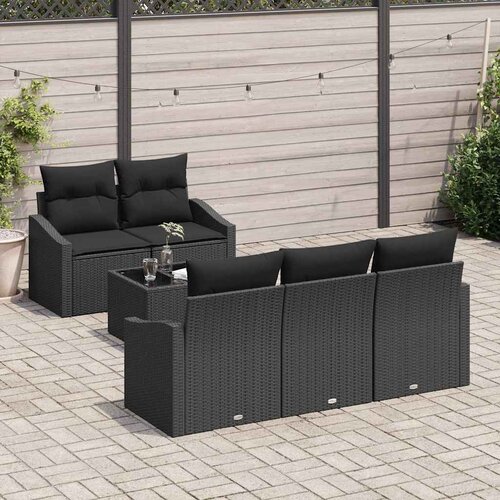  Set sofe s jastukom s jastukom 6 pcs Crna poliratan Slike