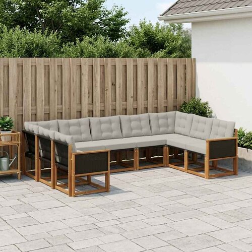  Set vanjskih sofa s jastukom 9 pcs Prirodna i Svjetlosiva Cene
