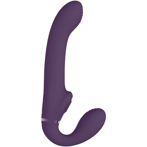 VIVE Ai Dual Vibrating &amp;amp; Air Wave Tickler Strapless Strapon Purple Slike