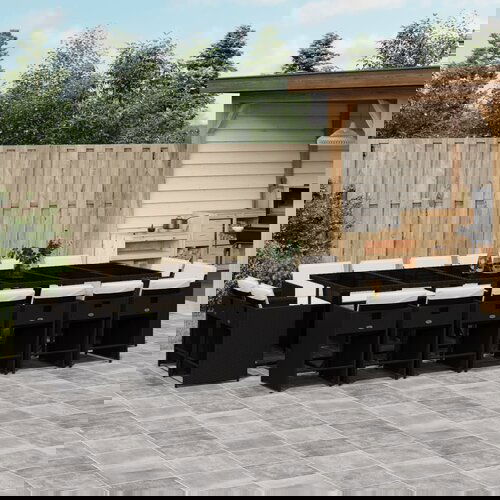 VidaXL 17-dijelni vrtni blagovaonski set s jastucima poliratan crni Slike