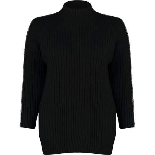 Trendyol Curve Black Knitwear Plus Size Sweater Slike