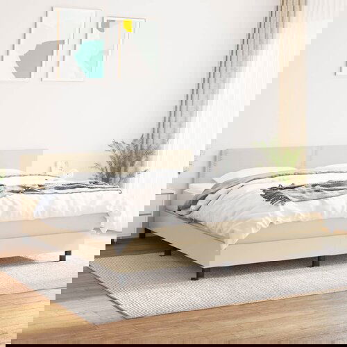 The Living Store Box spring postelja z vzmetnico krem 180x200 cm blago - Box Spring Postelja, (21514096) Slike