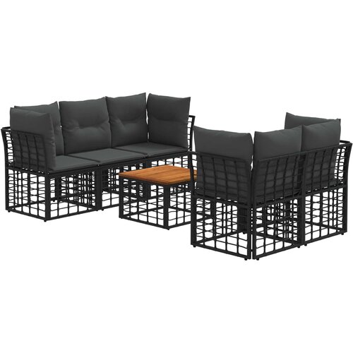  Set vanjskih sofa 6 kom. Crna i tamno siva poliratan Slike