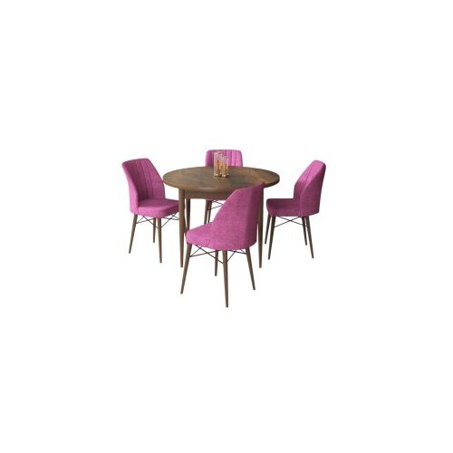 Hanah home Set Trpezarijski sto i 4 stolice, Ljubičasto-smeđa Slike