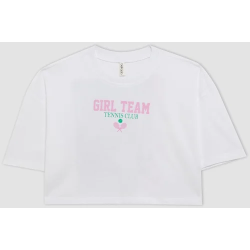 Defacto Girls Printed Short Sleeve Crop T-Shirt