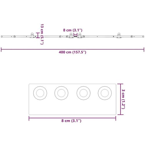 VidaXL Pribor za klizna vrata 200 cm čelični crni Slike