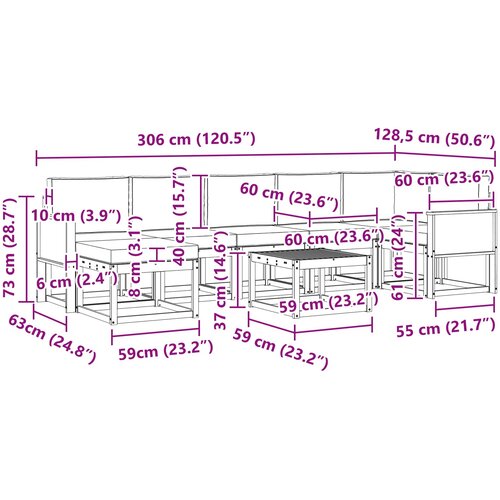  Set vanjskih sofa 8 kom. Prirodna i svjetlosiva Poliester Slike