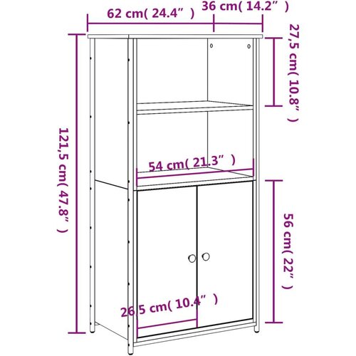 VidaXL Visoka komoda boja hrasta 62 x 36 x 121 5 cm konstruirano drvo Slike