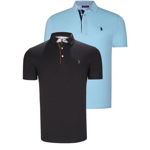 Dewberry DUAL SET T8582 MENS T-SHIRT-BLACK-CYAN Cijene