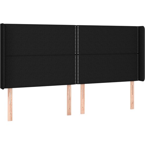  Uzglavlje s u&amp;scaron;ima crno 203x16x118/128 cm od tkanine Slike
