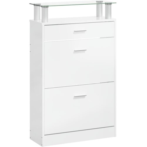 za cipele sjajni bijeli 63x24x104 cm konstruirano drvo Slike