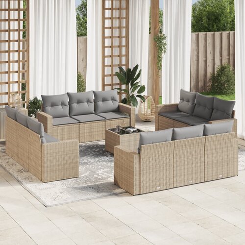  13-dijelni set vrtnih sofa s jastucima poliratan Bež Cijene