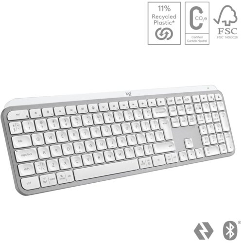 Logitech MX Keys S tipkovnica RF bežični + Bluetooth QWERTY US Međunarodna Aluminij, Bijelo Slike