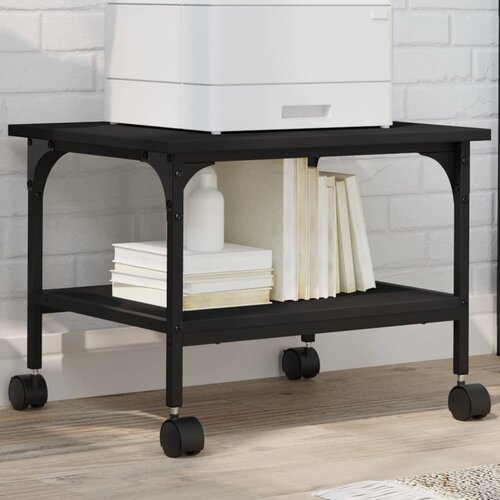VidaXL Stalak za pisač s 2 razine crni 50x40x38 cm konstruirano drvo Slike