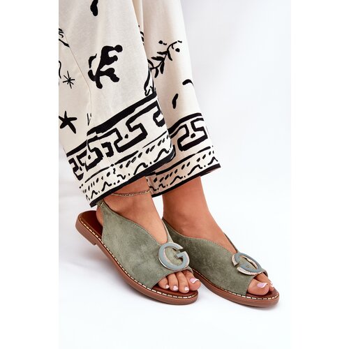 Boto Flat Sandals With Decoration Green Haliones Slike