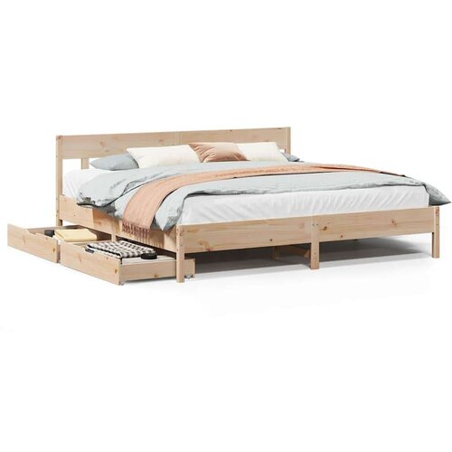 vidaXL Posteljni okvir brez vzmetnice 200x200 cm trdna borovina Cene