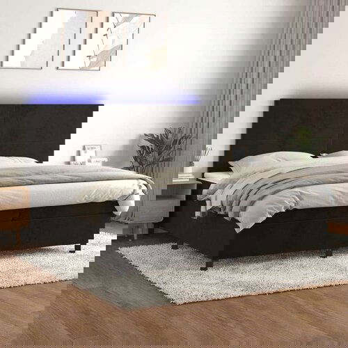  Box spring postelja z vzmetnico LED črna 200x200 cm žamet, (20761090) Slike