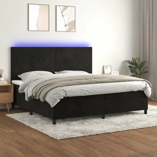  Box spring postelja z vzmetnico LED črna 200x200 cm žamet, (20761090)