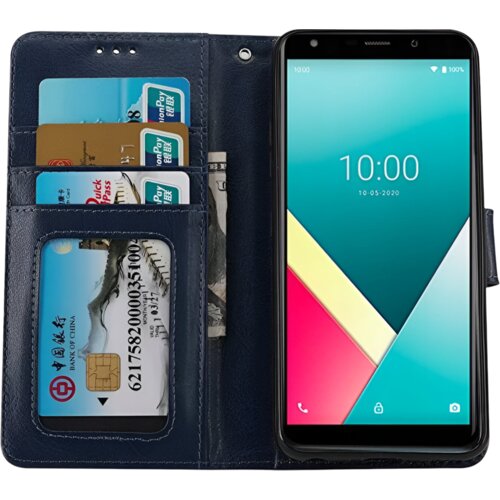 NIKCORP Preklopni etui za Wiko Y61, usnjena za&amp;scaron;čitna torbica s funkcijo denarnice in prostori za kartice, mornarsko modra barva, (5000139262) Slike