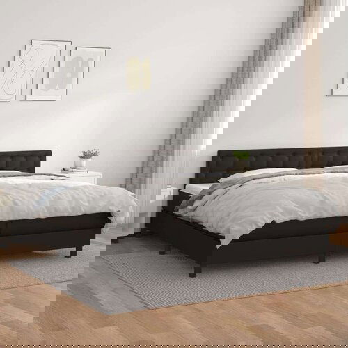  Box spring postelja z vzmetnico črna 200x200 cm umetno usnje, (20723797) Slike