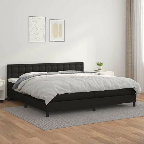  Box spring postelja z vzmetnico črna 200x200 cm umetno usnje, (20723797)