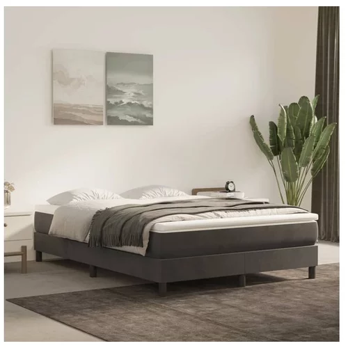  Box spring posteljni z vzmetnico temno siv 140x190 cm žamet