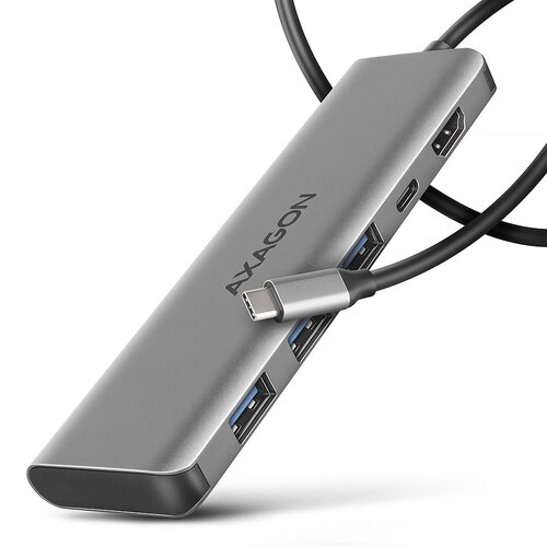 Axagon HMC-5H USB-C 3.2 Gen 1 hub 3x USB-A 4K HDMI PD 100W - Silber Wired USB 3.2 Gen 1 (3.1 Gen 1) Type-C Silver Slike