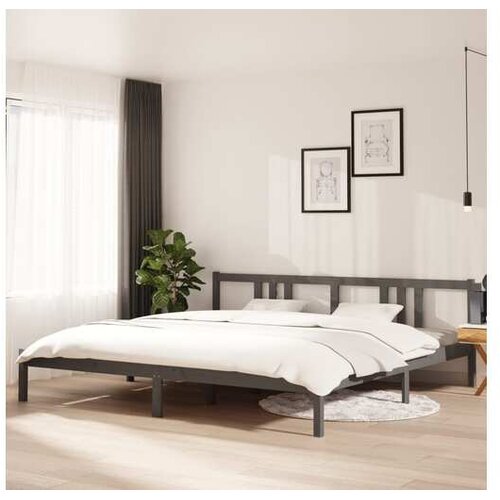  Posteljni okvir siv iz trdnega lesa 200x200 cm Cene