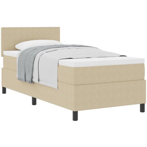 VidaXL Postelja z vzmetnico svetlo zeleno siva 100x200 cm kordna tkanina, (22083527) Slike