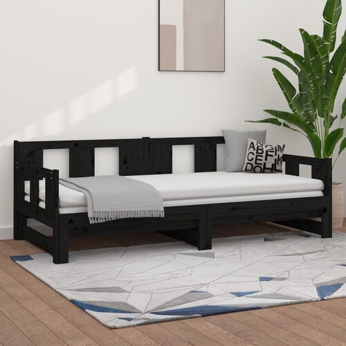 The Living Store Izvlečna dnevna postelja črna trdna borovina 2x(80x200) cm - Izvlečna Dnevna Postelja, (21508991) Slike