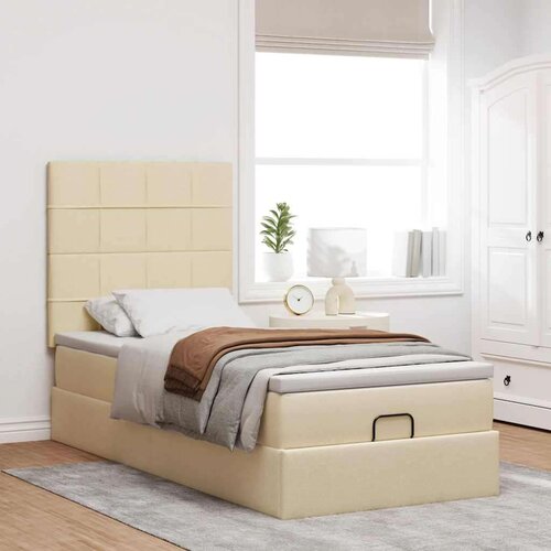 VidaXL otomanski okvir kreveta s madraca krem 90x190cm od tkanine Slike