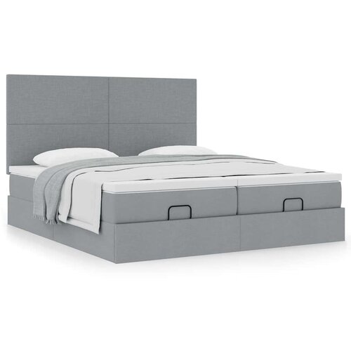 vidaXL Otomanski posteljni okvir z vzmetnicami siv 200x200 cm blago Cene