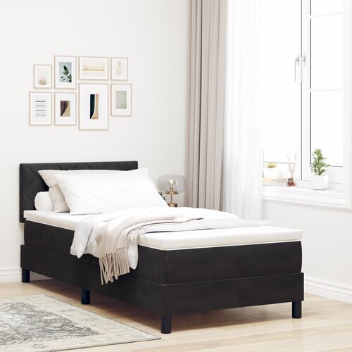 VidaXL Kutna kreveta s ovom madracem Crna 100x200 cm Bar&amp;scaron;un Slike