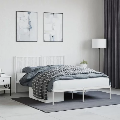 Metalni okvir za krevet s uzglavljem bijeli 135x190 cm