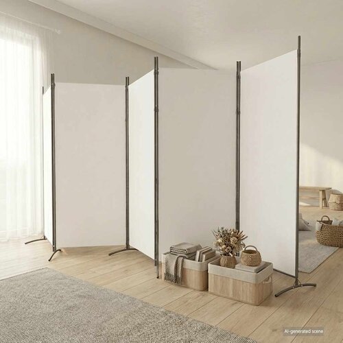 Sobna pregrada s 5 panela bijela 433x180 cm od tkanine Cijene