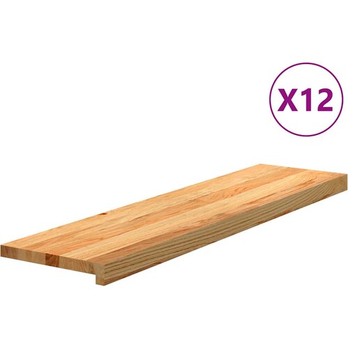 VidaXL Podloge za stopnice 12 kosov rjave 100x30x2 cm trdna hrastovina Slike