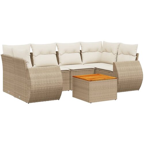  7-dijelni set vrtnih sofa od poliratana s jastucima bež 70 x 62 x 69 cm Slike