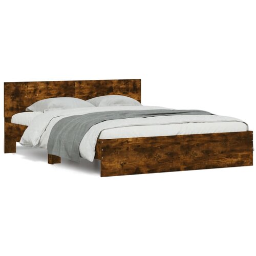 VidaXL Posteljni okvir z vzglavjem dimljen hrast 140x190 cm, (20953673) Slike