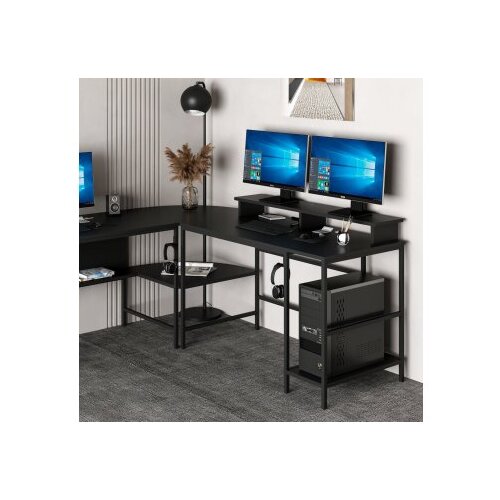 Hanah home Kutni radni stol Greta Matte-7042, Crna Slike