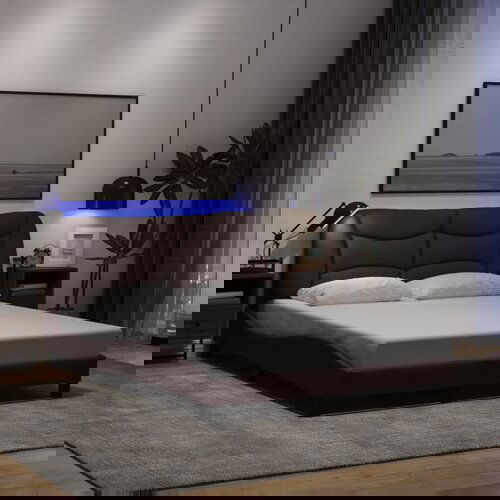 Furnova Posteljni okvir z LED brez vzmetnice temno rjav 120x200cm blago, (21938358) Cene
