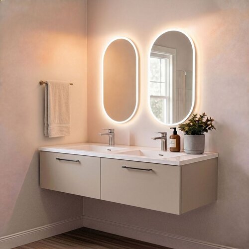 Skye_Decor Set kupatilskog ormarića sa umivaonikom i ogledalom, 2 dela, Bež Slike